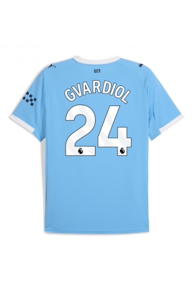 Manchester City Josko Gvardiol #24 Jalkapallovaatteet Kotipaita 2025-26 Lyhythihainen Manchester City Josko Gvardiol #24 Jalkapallovaatteet Kotipaita 2025-26 Lyhythihainen